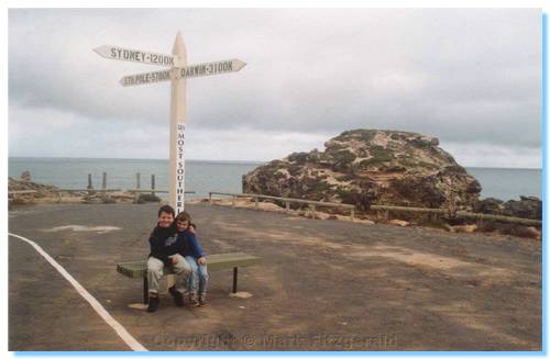 James and Liam at the Southern most point in S.A.