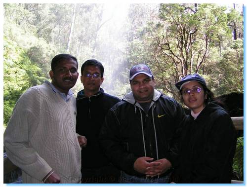 Group shot beneath Bindaree Falls